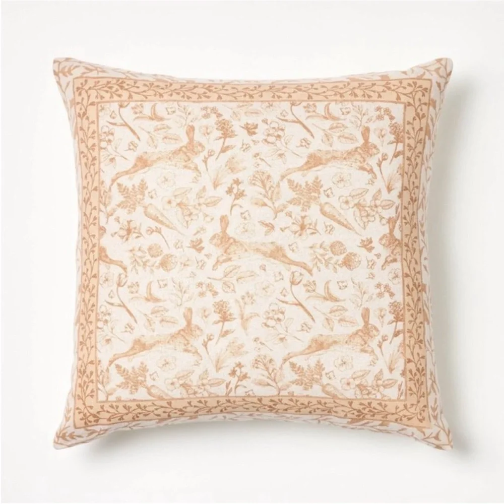 Printed Easter Toile Block Print Square Throw Pillow - Threshold Studio McGee